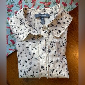 Modcloth Cream and Black Floral Blouse, Size S